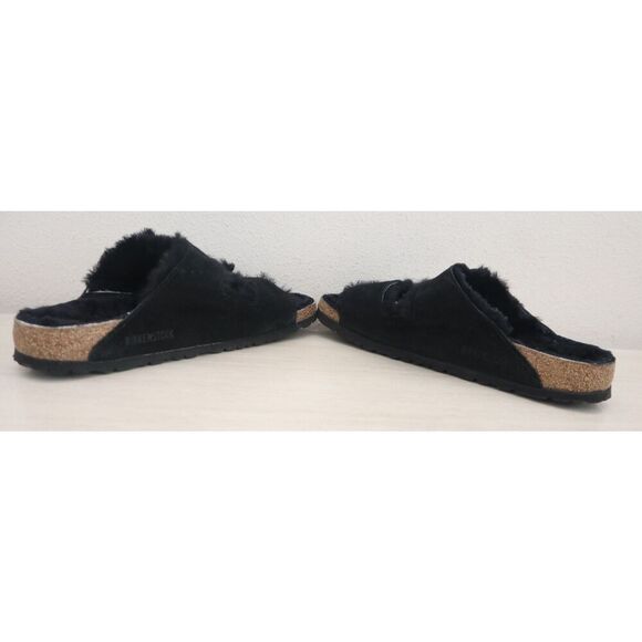 Birkenstock EUR 41 Women's 10 Men's 8 Black Suede Arizona Shearling Sandals - Picture 8 of 12